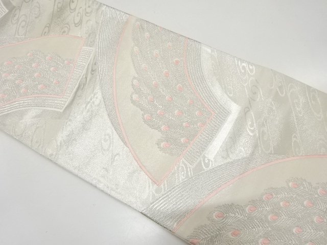 JAPANESE FUKURO OBI / WOVEN PEACOCK FEATHERS